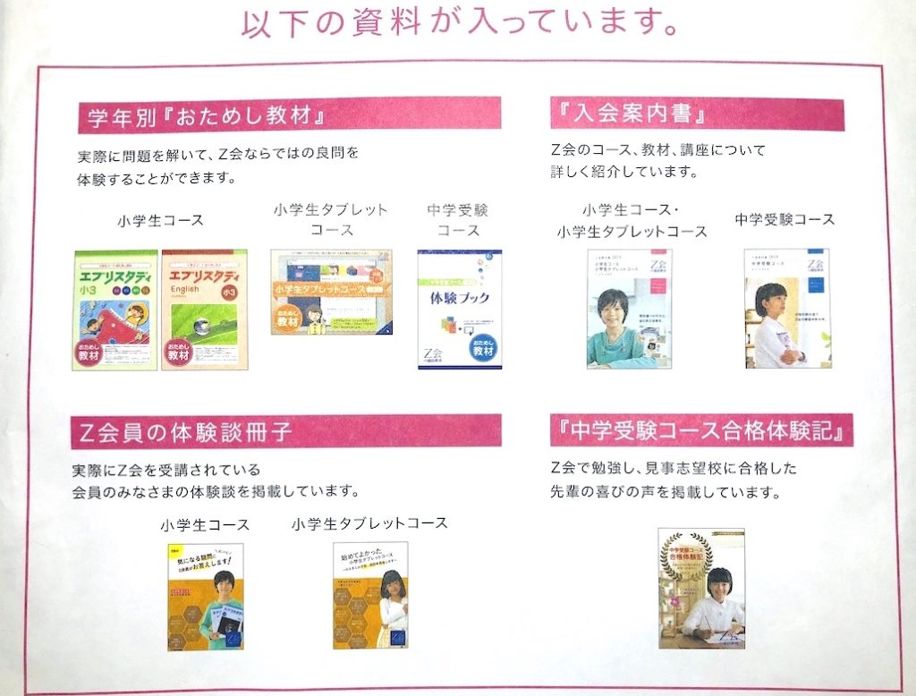 Z会 資料請求 内容物